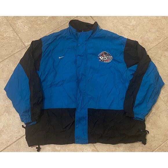 Vintage NIKE Detroit Pistons Jacket Button Up Coat Teal 90s Windbreaker VTG XXL - Picture 1 of 8